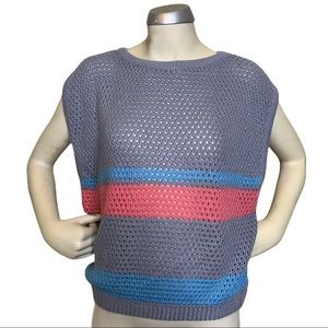 Vintage Gray & Watermelon Hole Sleeveless Sweater